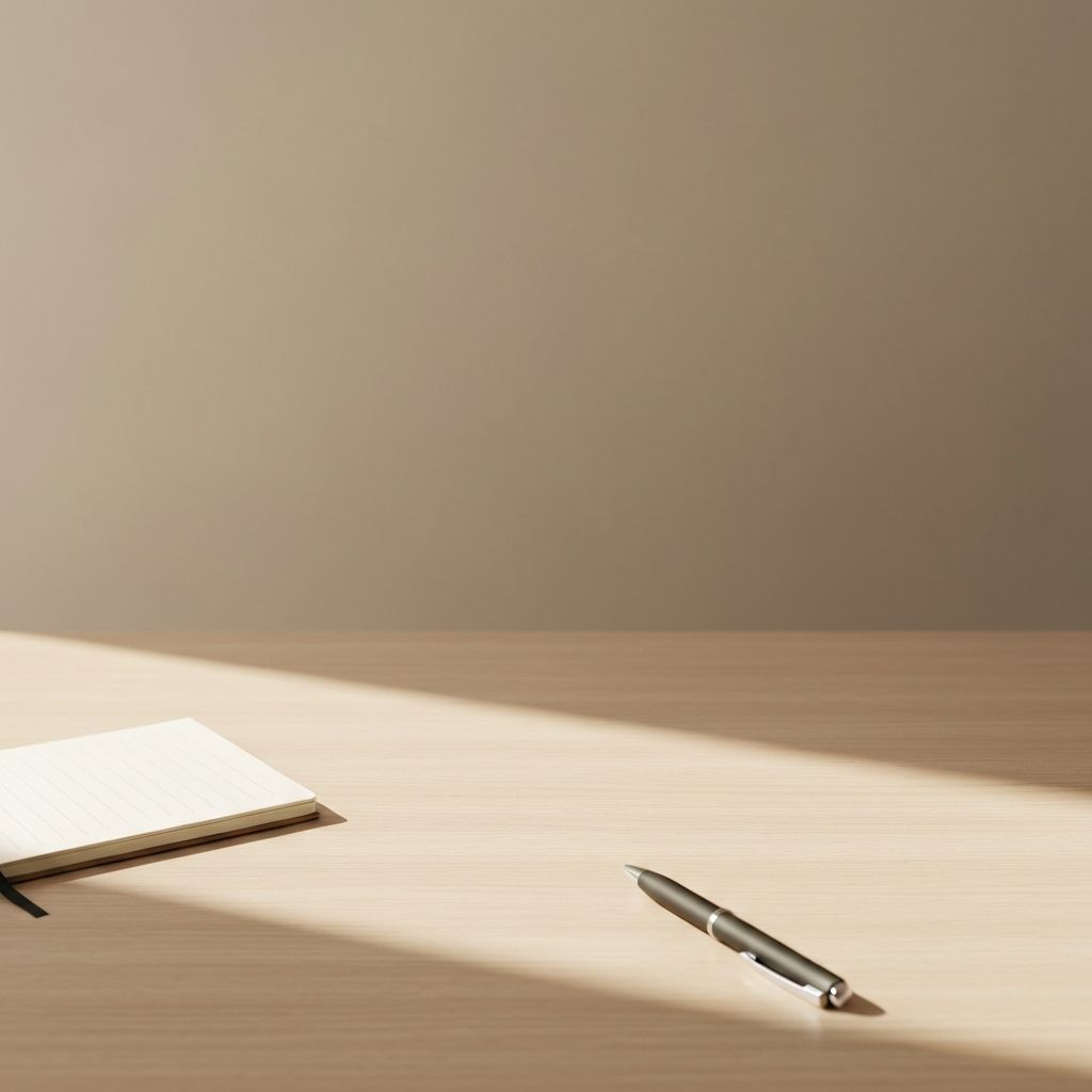 Serene minimalist workspace with notebook and pen